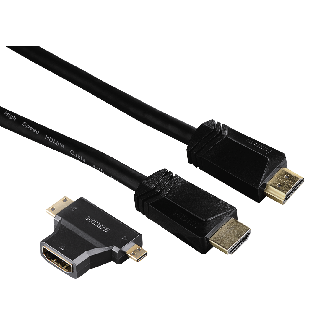 Hama HDMI cable, 1.5 m + HDMI adapter