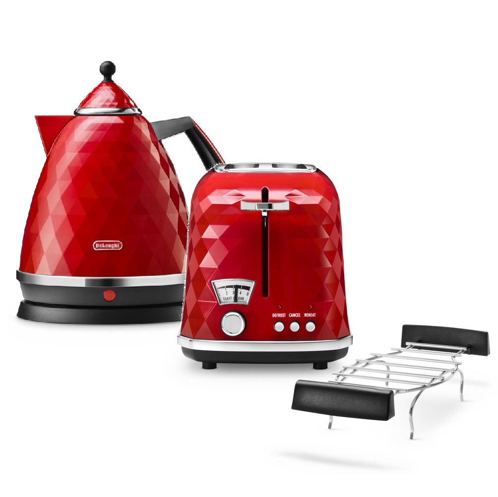 Delonghi red kettle and toaster clearance