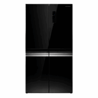 Cromberg 4-Door Fridge Freezer Black Glass 90cm